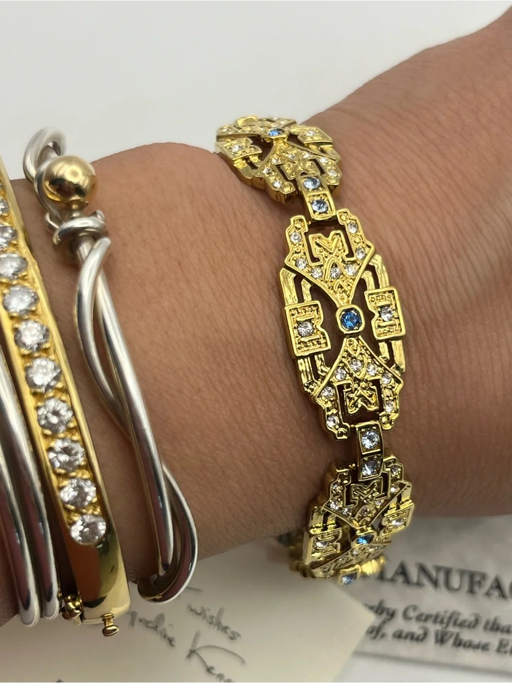 Camrose & Kross JBK gold plated art deco style link bracelet gold tone Kennedy